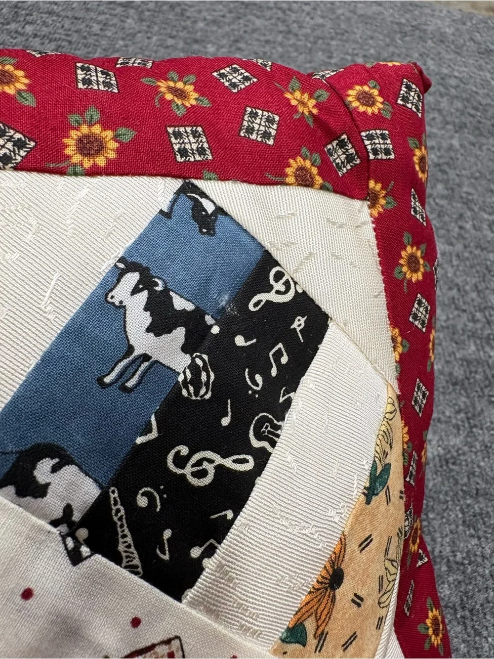 Red Patchwork Heart Holiday Accent Pillow